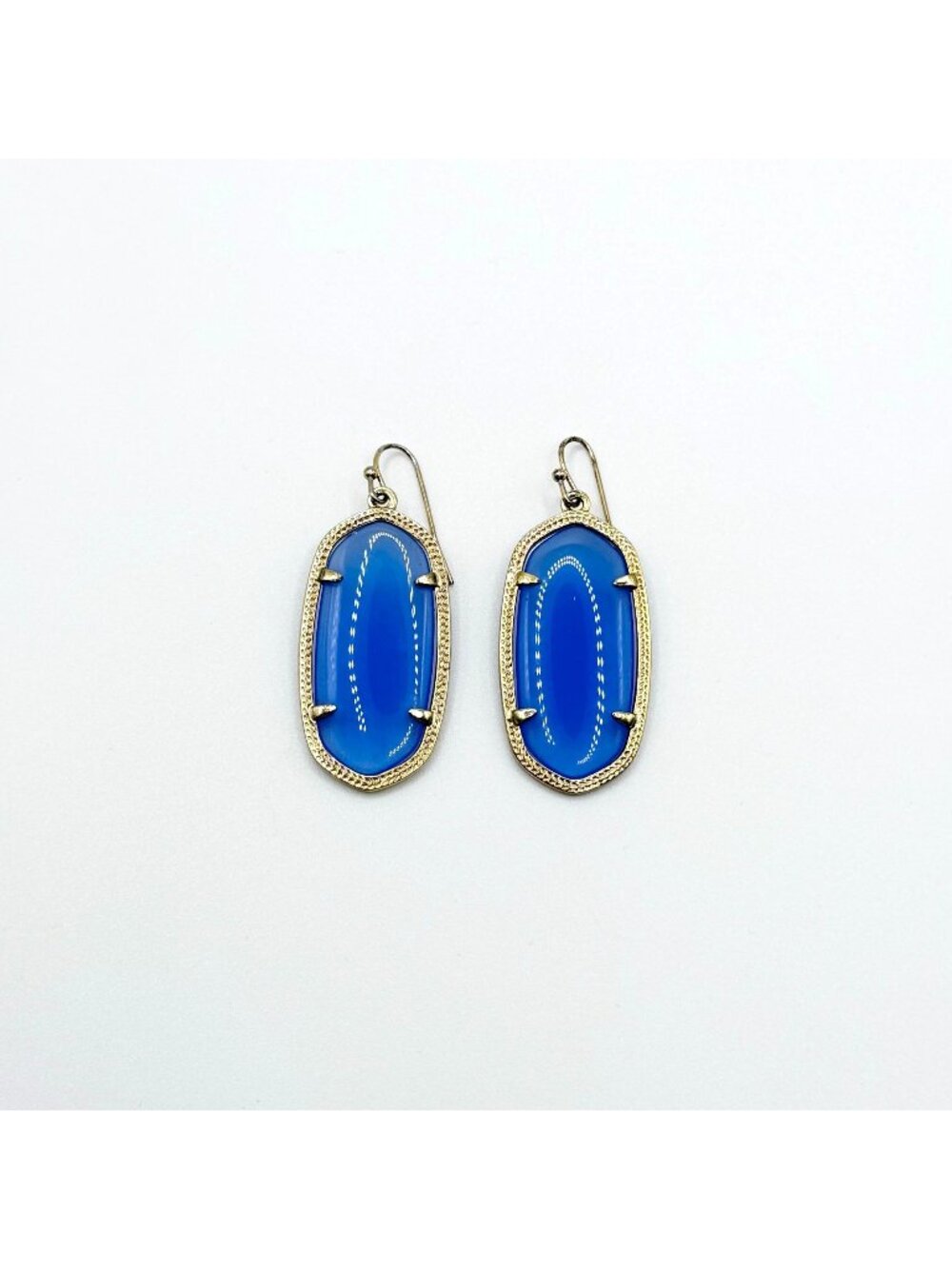 Kendra Scott Elle Earrings Blue Glass Stone Gold-Tone